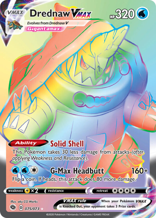 075/073 Drednaw VMAX (Champion's Path - Sword & Shield) Rainbow Rare - Pkmn  - VMAX - English