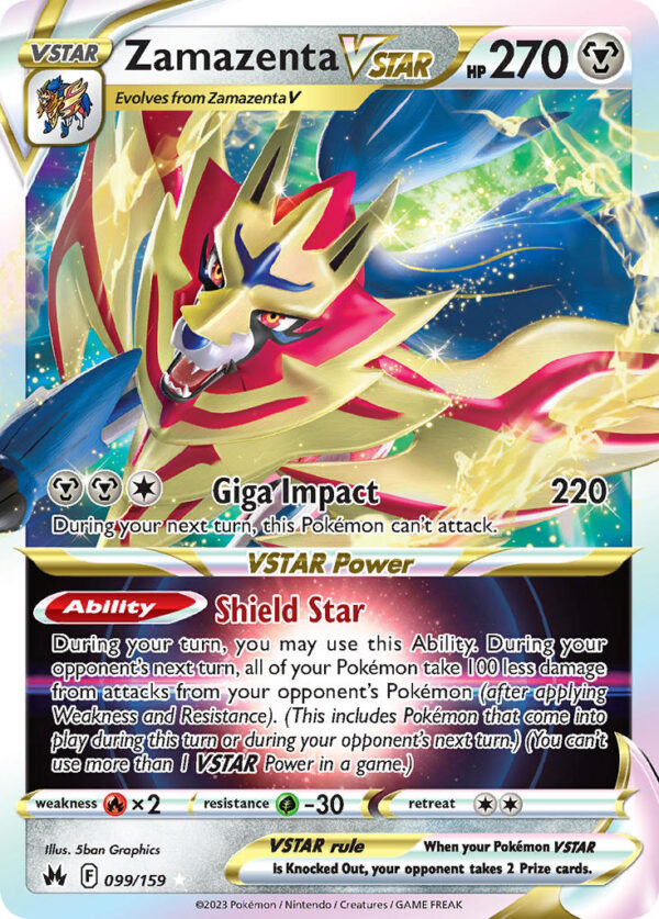 099/159 Zamazenta VSTAR (Crown Zenith - Sword & Shield) Holo Rare VSTAR - Pkmn  - VSTAR - English