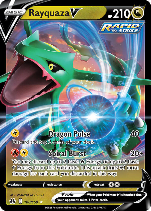 100/159 Rayquaza V (Crown Zenith - Sword & Shield) Holo Rare V - Pkmn  - Basic - English