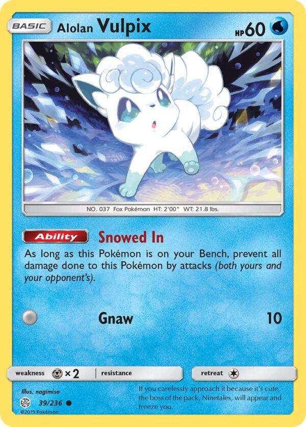 039/236 Alolan Vulpix (Cosmic Eclipse - Sun & Moon) Common - Pkmn  - Basic - English