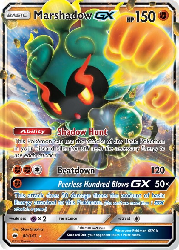 080/147 Marshadow-GX (Burning Shadows - Sun & Moon) Rare Holo GX - Pkmn  - Basic - English