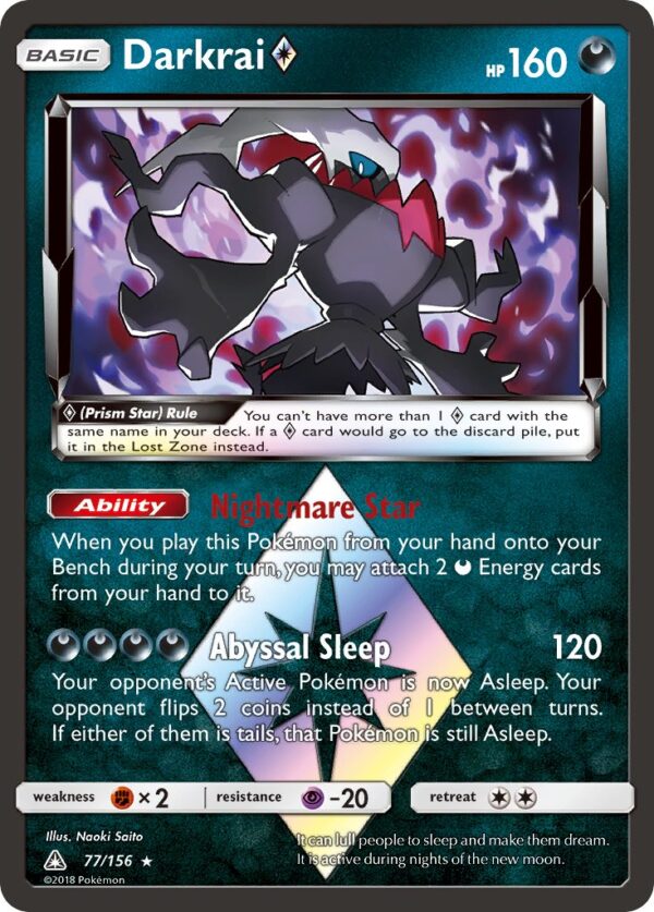 077/156 Darkrai Prism Star (Ultra Prism - Sun & Moon) Rare Prism Star - Pkmn  - Basic - English