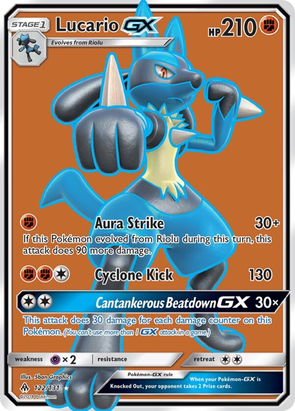 122/131 Lucario-GX (Forbidden Light - Sun & Moon) Ultra Rare - Pkmn  - Stage 1 - English