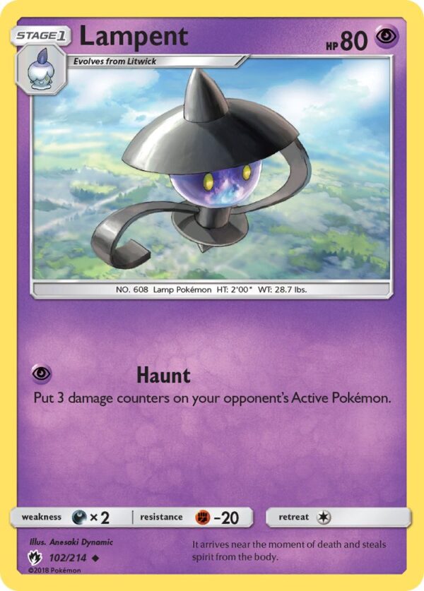 102/214 Lampent (Lost Thunder - Sun & Moon) Uncommon - Pkmn  - Stage 1 - English