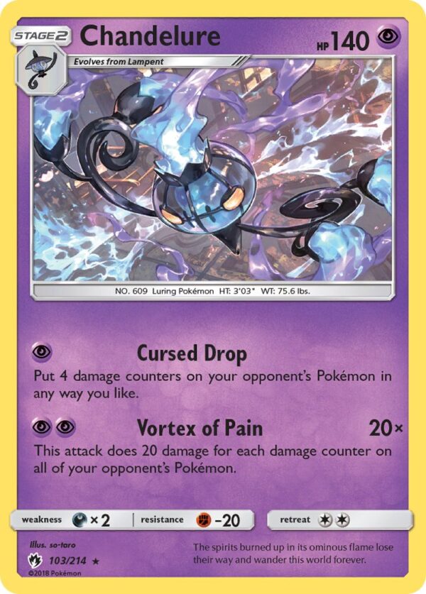 103/214 Chandelure (Lost Thunder - Sun & Moon) Rare Holo - Pkmn  - Stage 2 - English