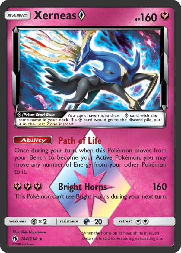 144/214 Xerneas Prism Star (Lost Thunder - Sun & Moon) Rare Prism Star - Pkmn  - Basic - English