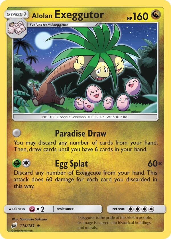 115/181 Alolan Exeggutor (Team Up - Sun & Moon) Rare - Pkmn  - Stage 1 - English
