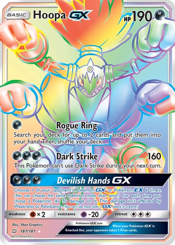 187/181 Hoopa-GX (Team Up - Sun & Moon) Rainbow Rare - Pkmn  - Basic - English