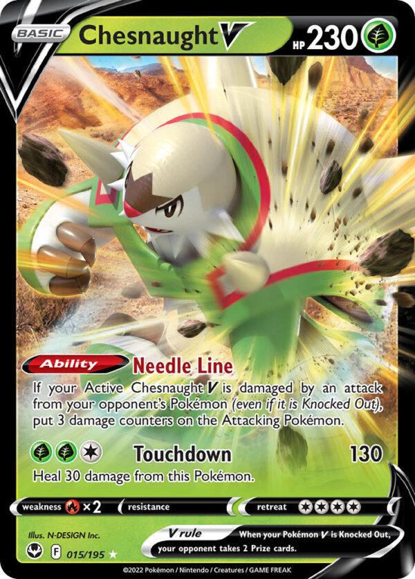 015/195 Chesnaught V (Silver Tempest - Sword & Shield) Holo Rare V - Pkmn  - Basic - English