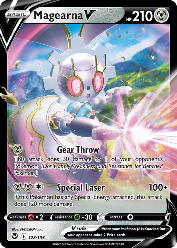 128/195 Magearna V (Silver Tempest - Sword & Shield) Holo Rare V - Pkmn  - Basic - English