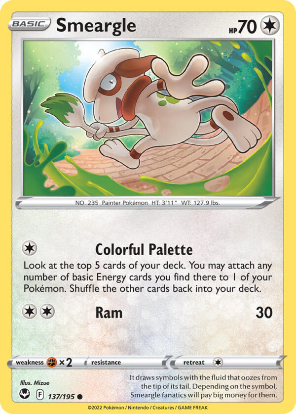 137/195 Smeargle (Silver Tempest - Sword & Shield) Common - Pkmn  - Basic - English