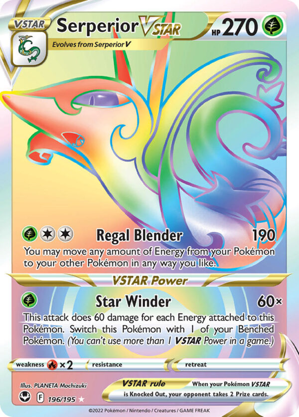 196/195 Serperior VSTAR (Silver Tempest - Sword & Shield) Rainbow Rare - Pkmn  - VSTAR - English