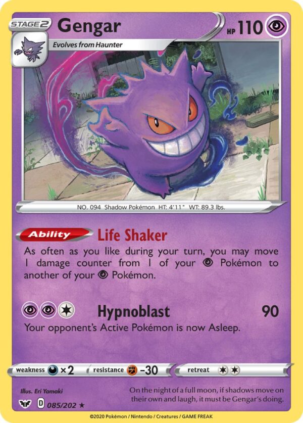 085/202 Gengar (Sword & Shield Base Set - Sword & Shield) Rare Holo - Pkmn  - Stage 2 - English