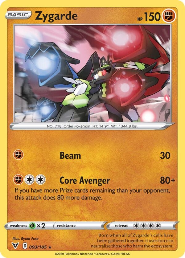093/185 Zygarde (Vivid Voltage - Sword & Shield) Rare Holo - Pkmn  - Basic - English