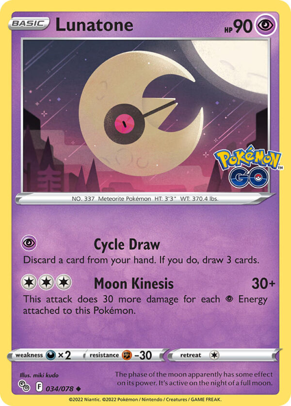 034/078 Lunatone (Pokemon GO - Sword & Shield) Uncommon - Pkmn  - Basic - English
