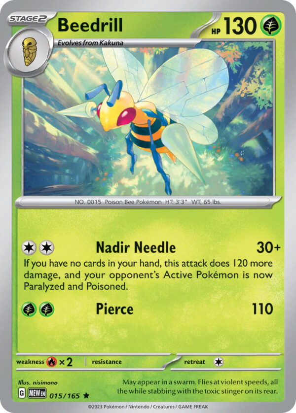 015/165 Beedrill (151 - Scarlet & Violet) Rare - Pkmn  - Stage 2 - English