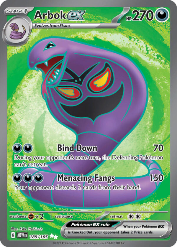185/165 Arbok ex (151 - Scarlet & Violet) Ultra Rare - Pkmn  - Stage 1 - English