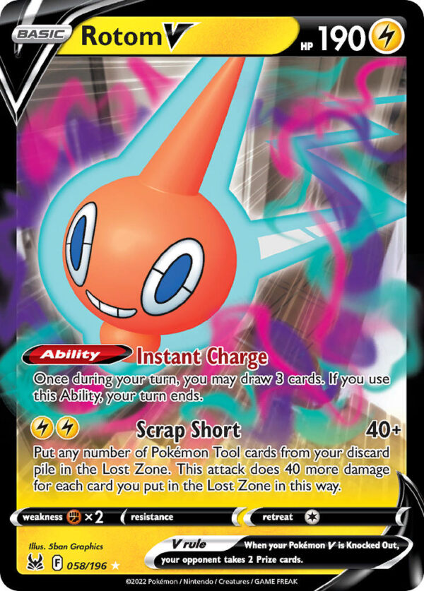 058/196 Rotom V (Lost Origin - Sword & Shield) Holo Rare V - Pkmn  - Basic - English