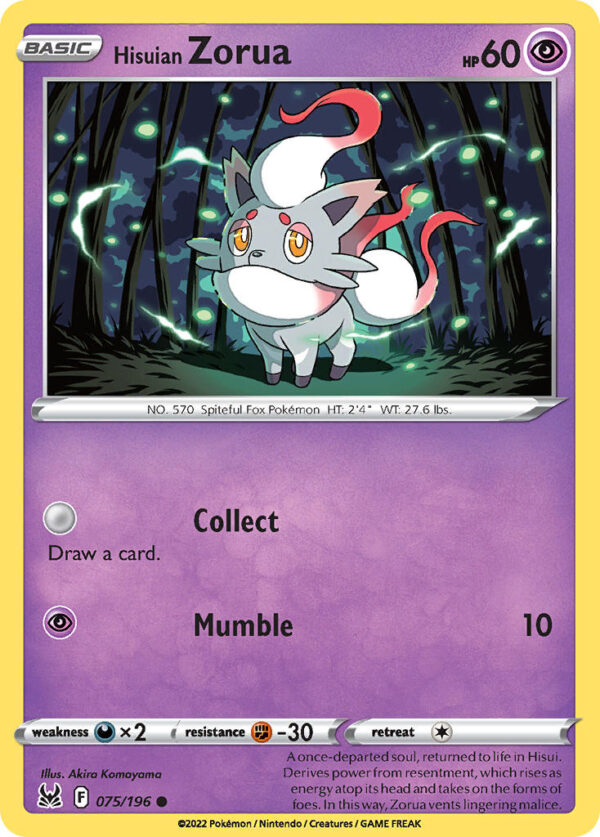 075/196 Hisuian Zorua (Lost Origin - Sword & Shield) Common - Pkmn  - Basic - English