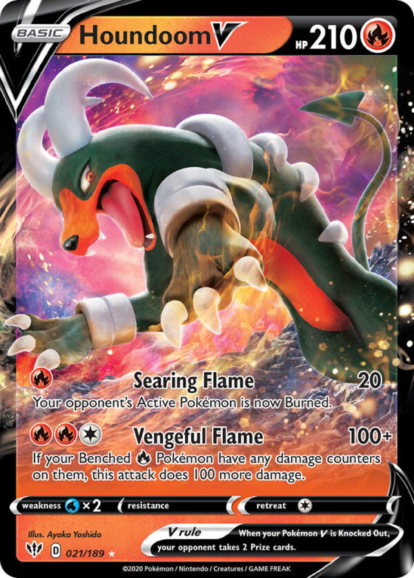 021/189 Houndoom V (Darkness Ablaze - Sword & Shield) Holo Rare V - Pkmn  - Basic - English