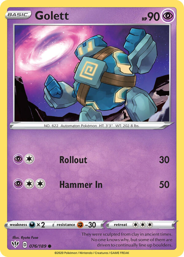 076/189 Golett (Darkness Ablaze - Sword & Shield) Common - Pkmn  - Basic - English