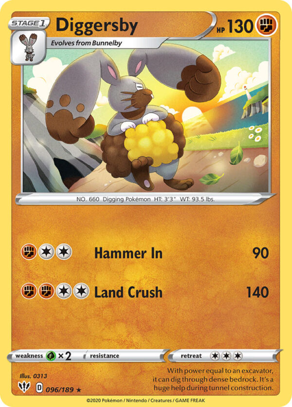 096/189 Diggersby (Darkness Ablaze - Sword & Shield) Rare - Pkmn  - Stage 1 - English