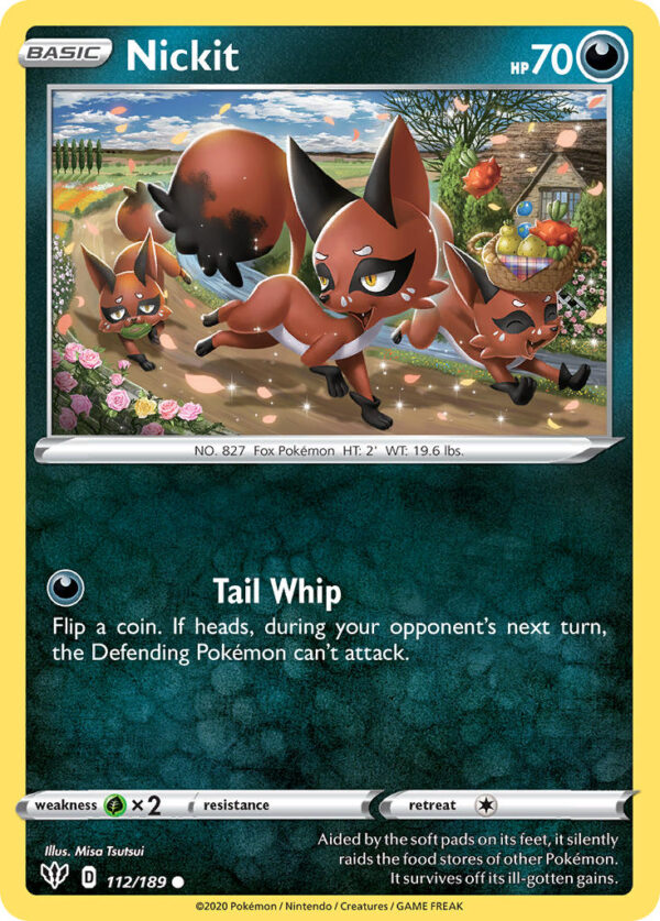 112/189 Nickit (Darkness Ablaze - Sword & Shield) Common - Pkmn  - Basic - English