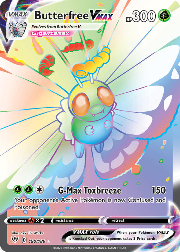 190/189 Butterfree VMAX (Darkness Ablaze - Sword & Shield) Rainbow Rare - Pkmn  - VMAX - English