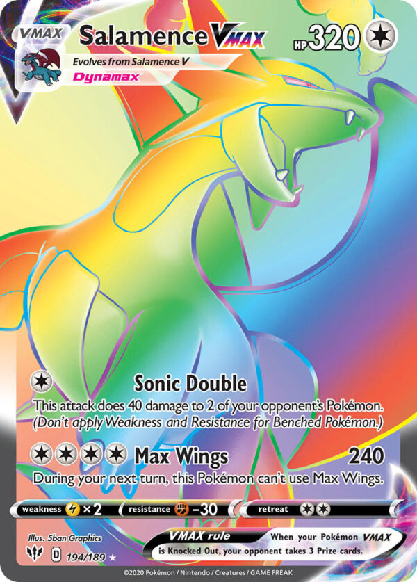 194/189 Salamence VMAX (Darkness Ablaze - Sword & Shield) Rainbow Rare - Pkmn  - VMAX - English
