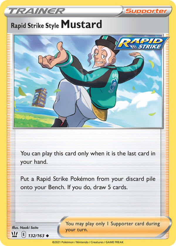 132/163 Rapid Strike Style Mustard (Battle Styles - Sword & Shield) Reverse Holo - Trainer  - Supporter - English