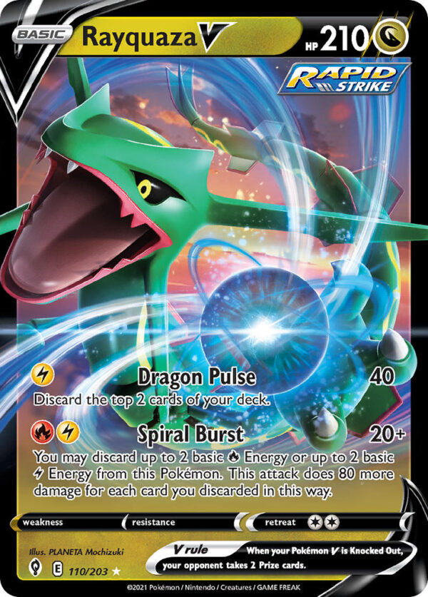 110/203 Rayquaza V (Evolving Skies - Sword & Shield) Holo Rare V - Pkmn  - Basic - English