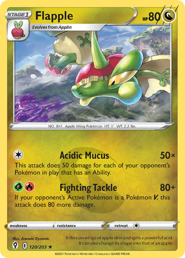 120/203 Flapple (Evolving Skies - Sword & Shield) Reverse Holo - Pkmn  - Stage 1 - English