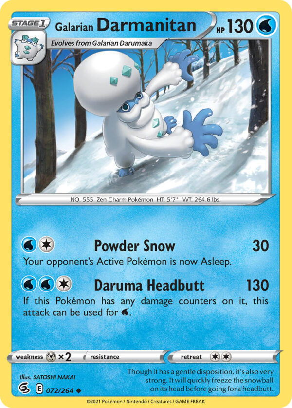 072/264 Galarian Darmanitan (Fusion Strike - Sword & Shield) Uncommon - Pkmn  - Stage 1 - English