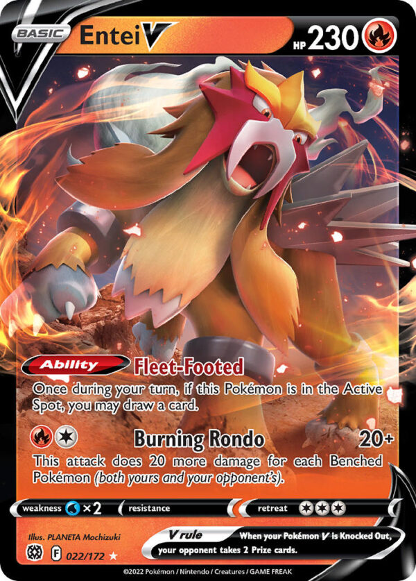 022/172 Entei V (Brilliant Stars - Sword & Shield) Holo Rare V - Pkmn  - Basic - English