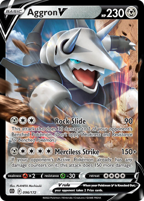 096/172 Aggron V (Brilliant Stars - Sword & Shield) Holo Rare V - Pkmn  - Basic - English