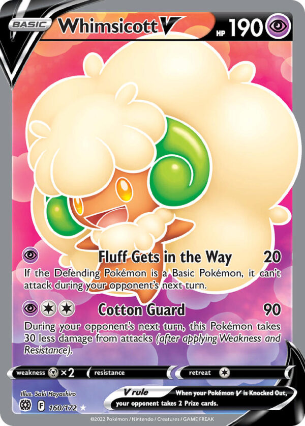 160/172 Whimsicott V (Brilliant Stars - Sword & Shield) Ultra Rare - Pkmn  - Basic - English