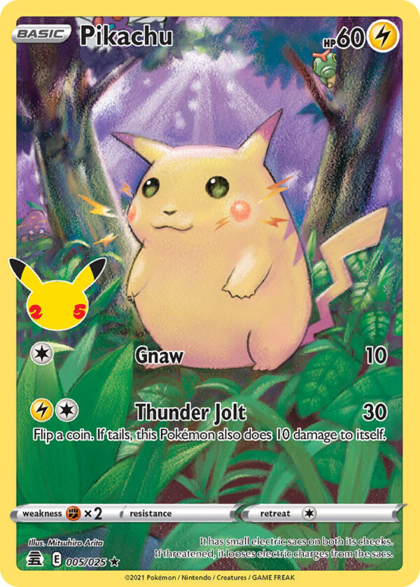 005/025 Pikachu (Celebrations - Sword & Shield) Rare Holo - Pkmn  - Basic - English