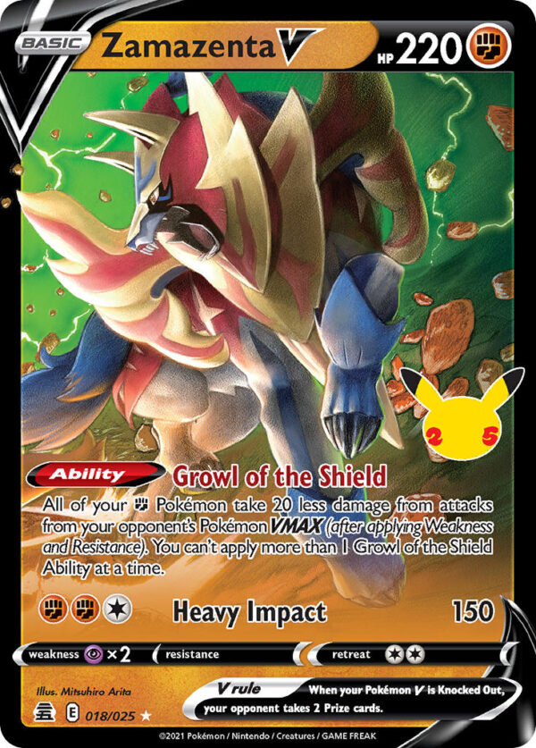 018/025 Zamazenta V (Celebrations - Sword & Shield) Holo Rare V - Pkmn  - Basic - English