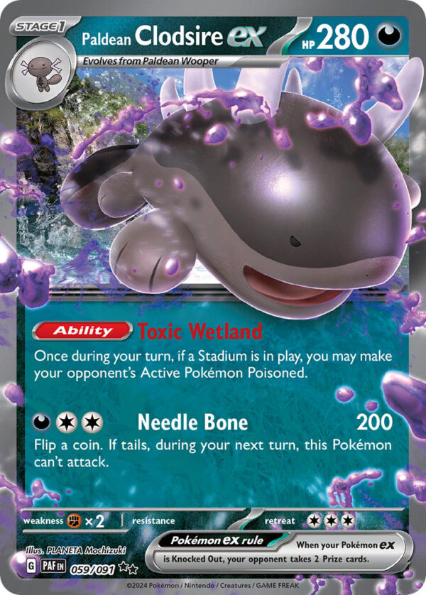 059/091 Paldean Clodsire ex (Paldean Fates - Scarlet & Violet) Double Rare - Pkmn  - Stage 1 - English