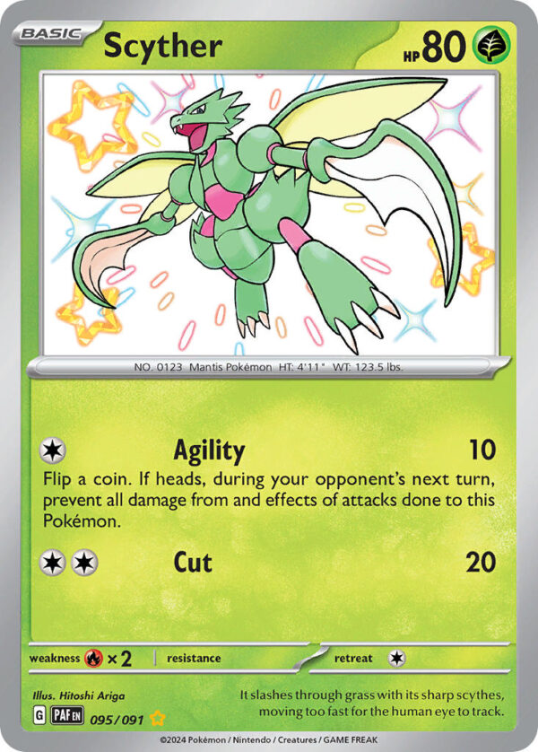 095/091 Scyther (Paldean Fates - Scarlet & Violet) Shiny Rare - Pkmn  - Basic - English