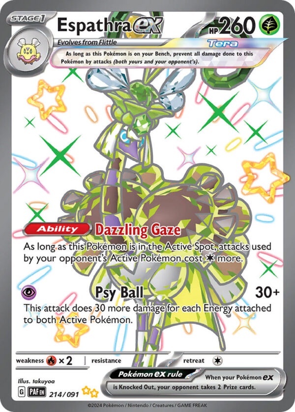 214/091 Espathra ex (Paldean Fates - Scarlet & Violet) Shiny Ultra Rare - Pkmn  - Stage 1 - English