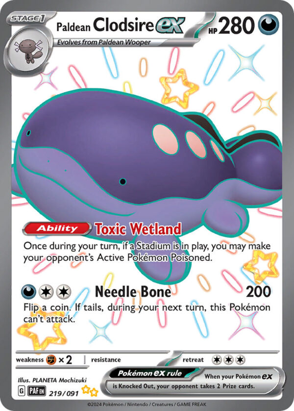 219/091 Paldean Clodsire ex (Paldean Fates - Scarlet & Violet) Shiny Ultra Rare - Pkmn  - Stage 1 - English