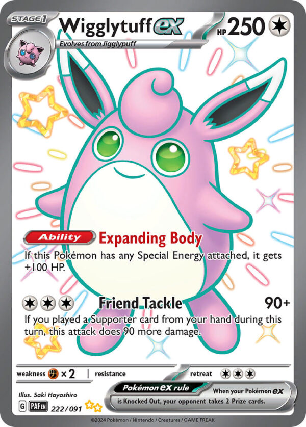 222/091 Wigglytuff ex (Paldean Fates - Scarlet & Violet) Shiny Ultra Rare - Pkmn  - Stage 1 - English