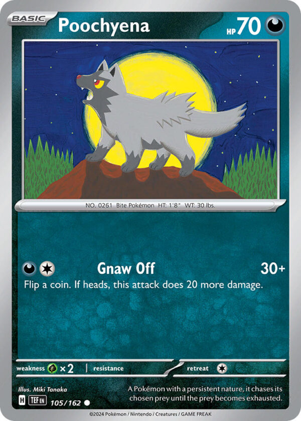 105/162 Poochyena (Temporal Forces - Scarlet & Violet) Common - Pkmn  -  Basic - English - Reverse Holo