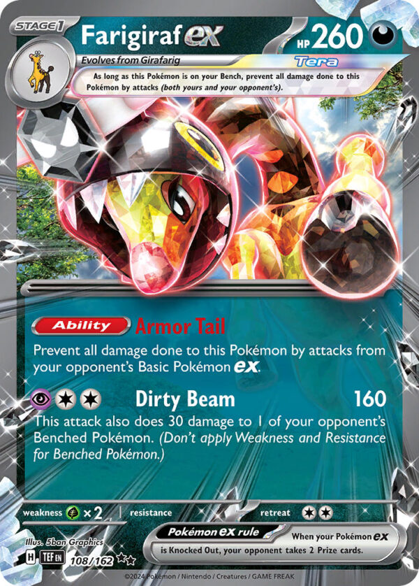 108/162 Farigiraf ex (Temporal Forces - Scarlet & Violet) Double Rare - Pkmn  -  Stage 1 - English