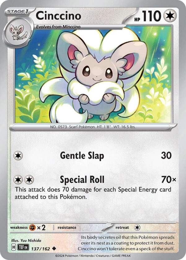 137/162 Cinccino (Temporal Forces - Scarlet & Violet) Uncommon - Pkmn  -  Stage 1 - English