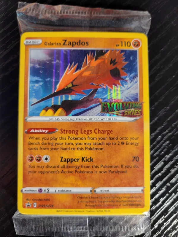 Galarian Zapdos - Evolving Skies - Pre-release Promo Pack - Sellado de fábrica - English