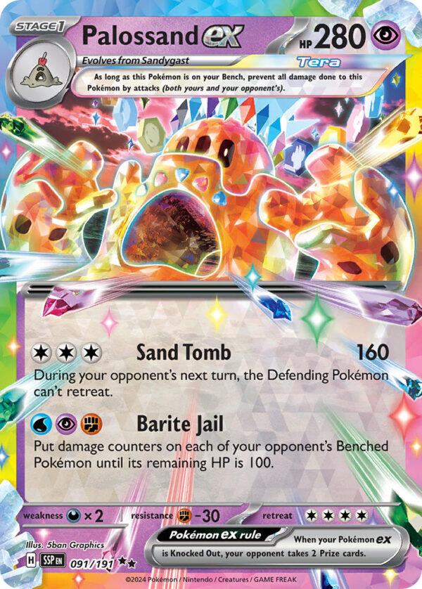 091/191 Palossand ex (Surging Sparks - Scarlet & Violet) Double Rare - Pkmn  -  Stage 1 - English
