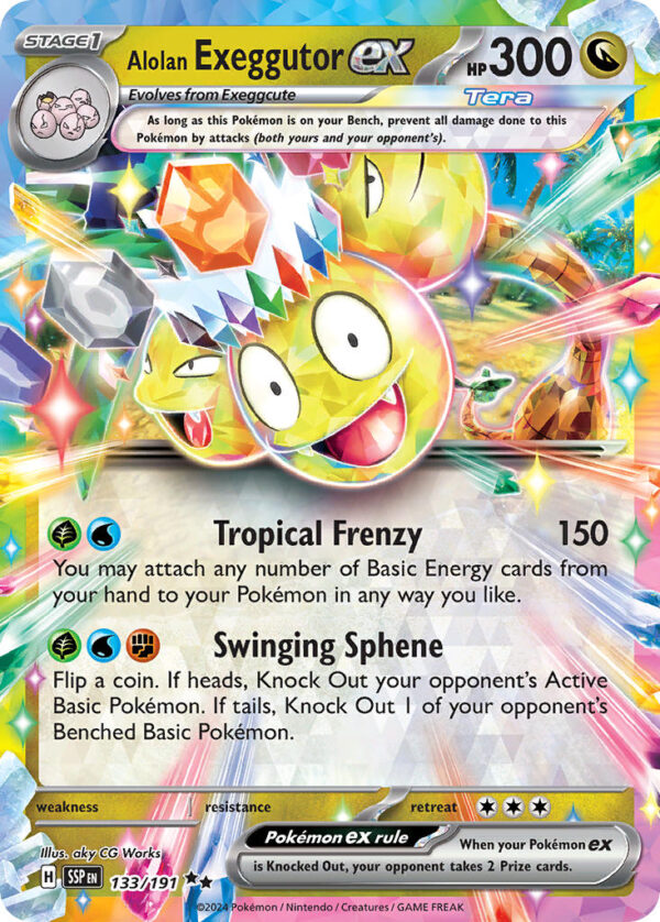133/191 Alolan Exeggutor ex (Surging Sparks - Scarlet & Violet) Double Rare - Pkmn  -  Stage 1 - English