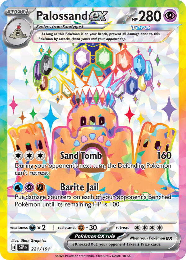 221/191 Palossand ex (Surging Sparks - Scarlet & Violet) Ultra Rare - Pkmn  -  Stage 1 - English